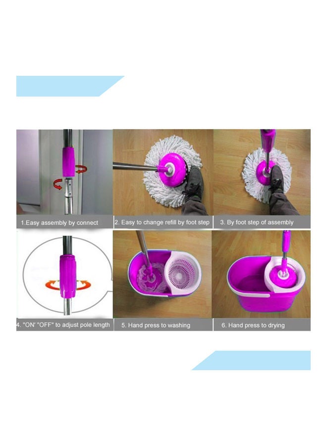 Microfiber 360 Spin Mop Buckets Set Purple/White - Image 4