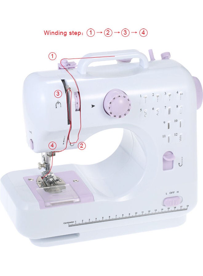 Multi-Functional Electric Sewing Machine White/Purple - Image 5