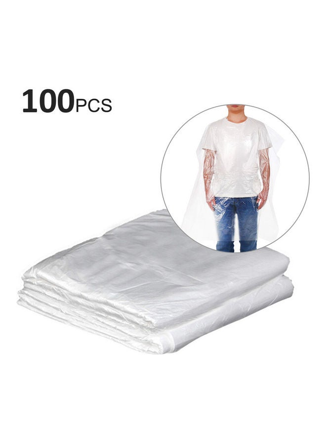 طقم مريلة للاستخدام مرة واحدة مكون من 100 قطعة شفاف - Image 4