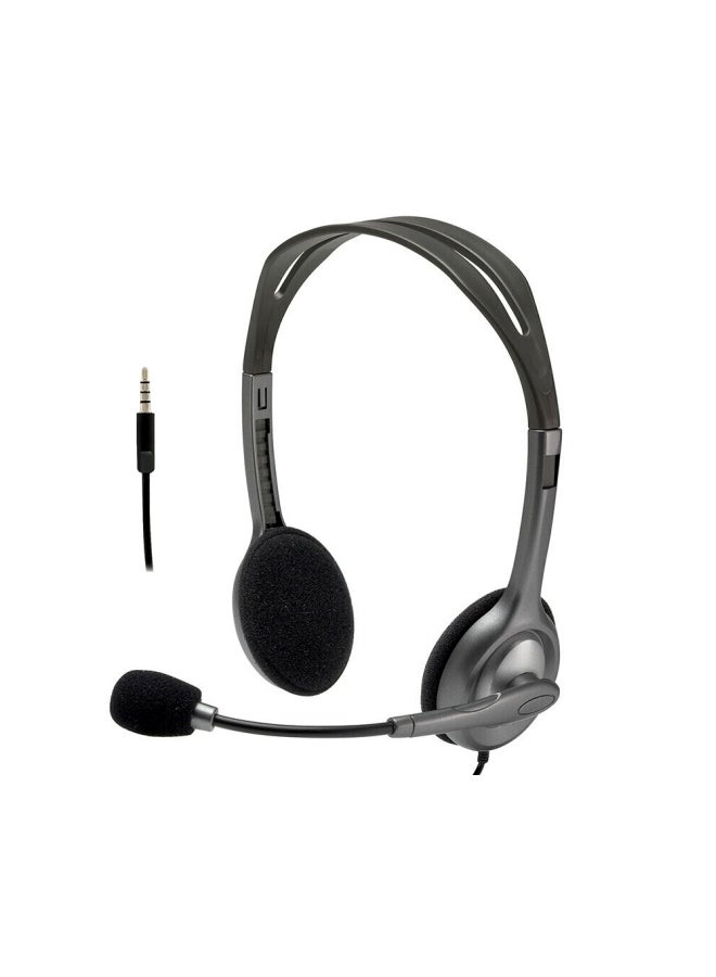 Logitech - Logitech H111 Wired Headset, Stereo Headphones With Noise-Cancelling Microphone, 3.5 mm Audio Jack, PC/Mac/Laptop/Smartphone/Tablet - Image 1