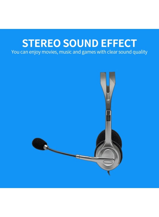 Logitech - Logitech H111 Wired Headset, Stereo Headphones With Noise-Cancelling Microphone, 3.5 mm Audio Jack, PC/Mac/Laptop/Smartphone/Tablet - Image 1