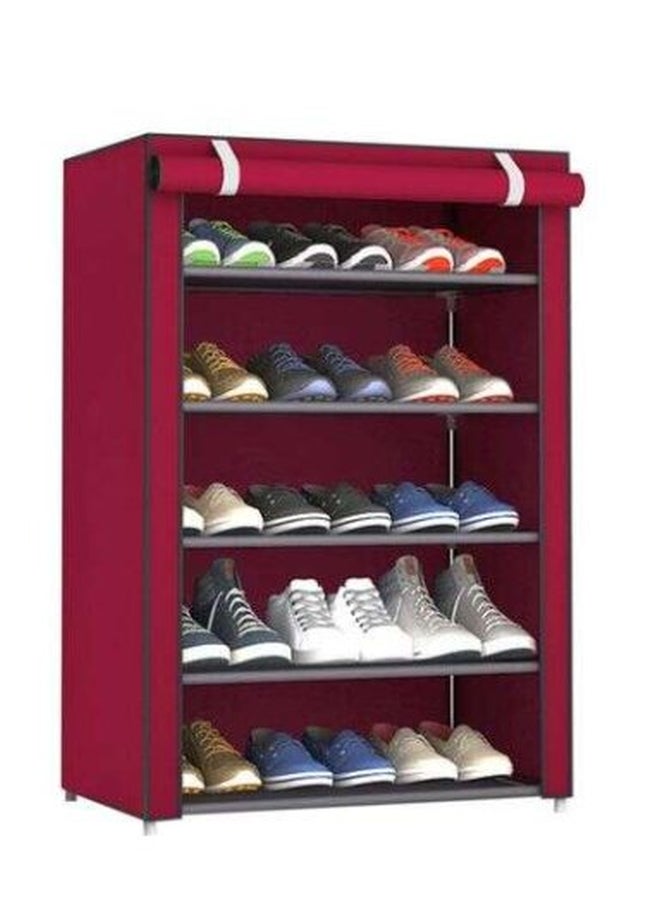 ALMUFARREJ - 5-Layer Shoe Rack Red 90x60x30cm - Image 1