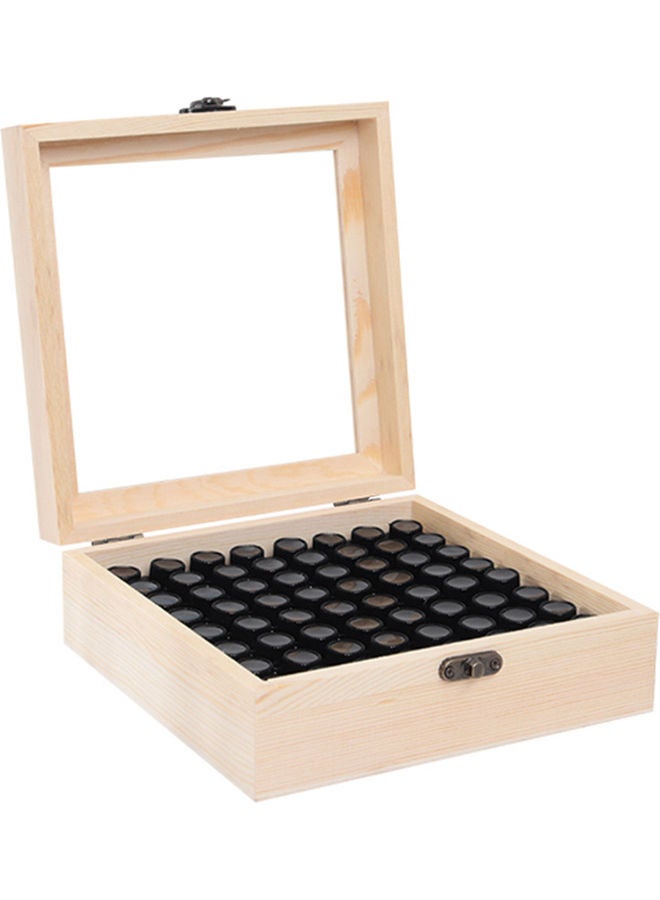 Generic 64-Slot Wooden Essential Oil Box Beige  - Image 1