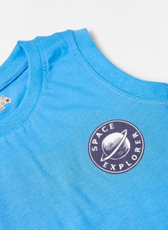 Eteenz Comfortable Eso Casual Cotton Blend T-Shirt Blue  - Image 3
