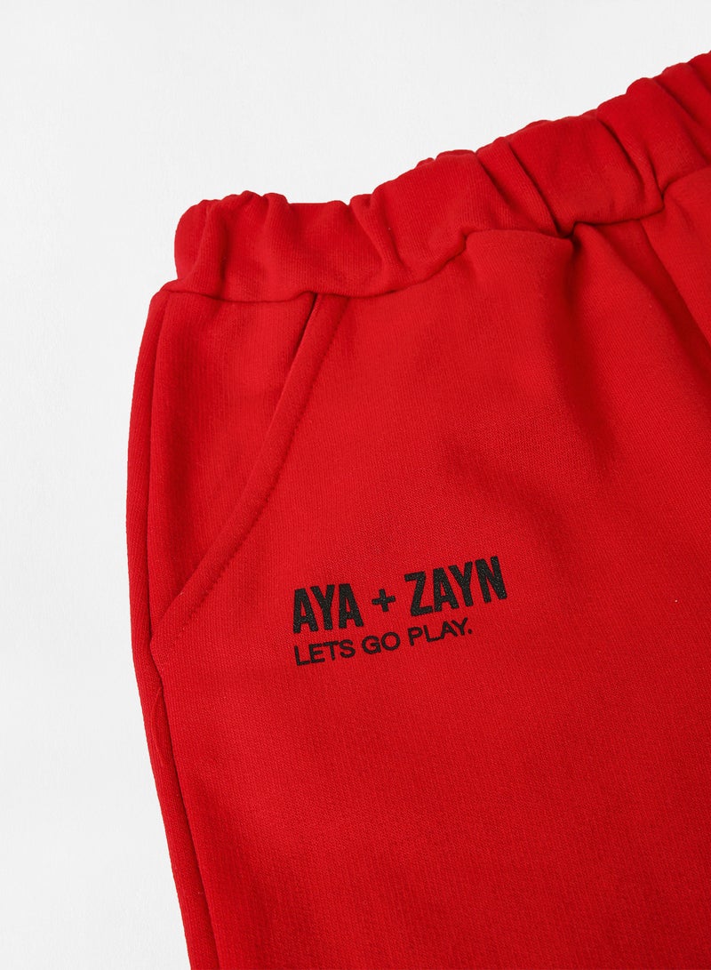 Sivvi x Aya+Zayn - Kids/Teen Logo Hoodie Set Red - Image 1