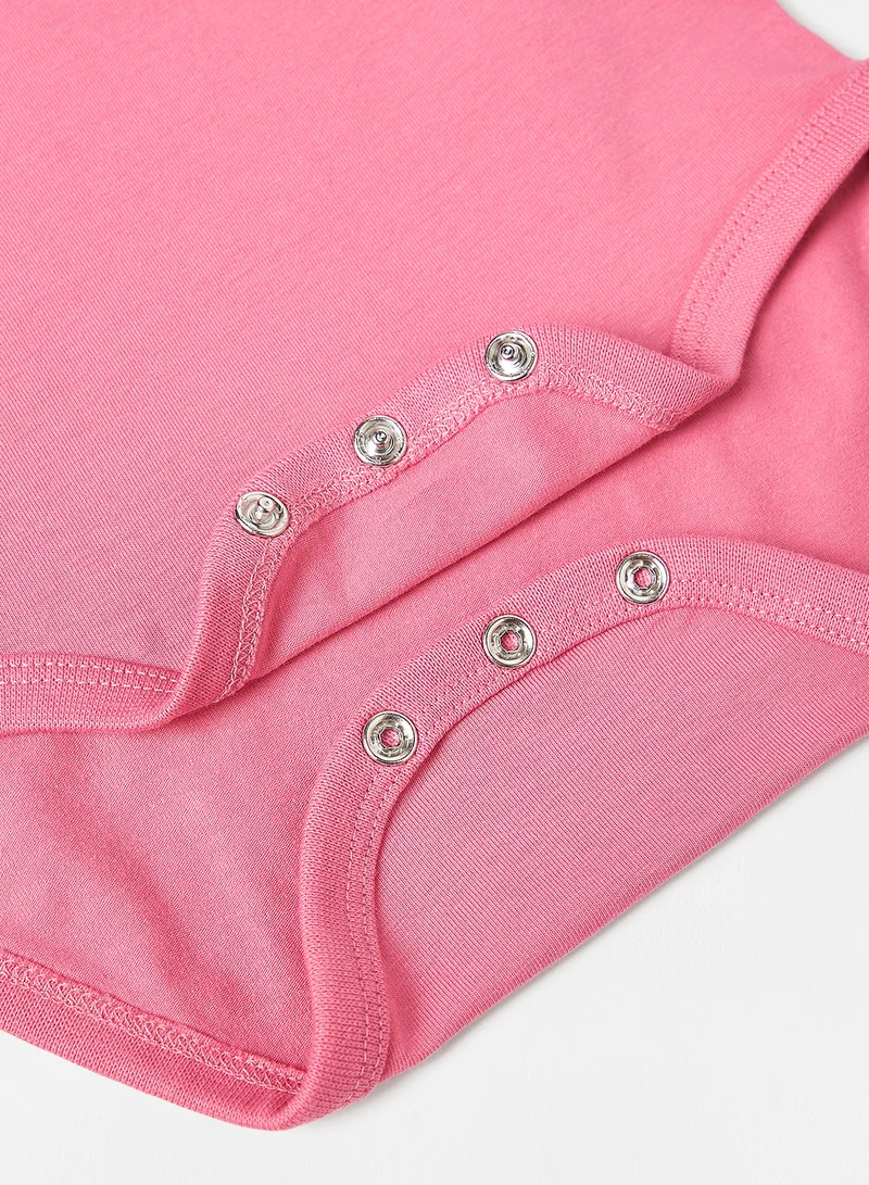 guppy Baby Girls Glitter Long Sleeve Bodysuit Pink