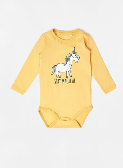 guppy Baby Girls Magical Long Sleeve Bodysuit Yellow