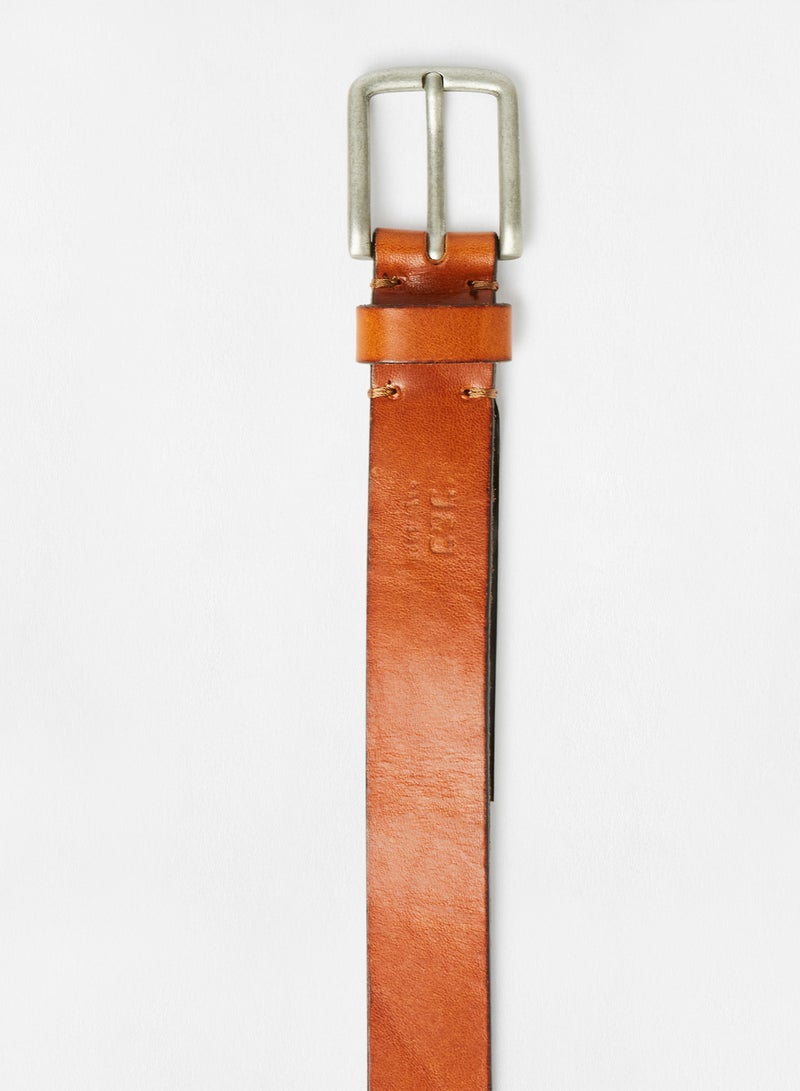 JACK & JONES Square Buckle Leather Belt Light Brown  - Image 2