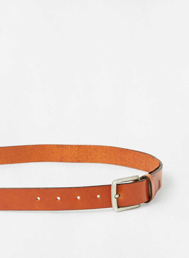 JACK & JONES Square Buckle Leather Belt Light Brown  - Image 3