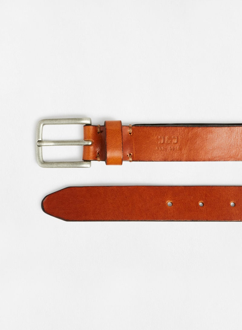 JACK & JONES Square Buckle Leather Belt Light Brown  - Image 4