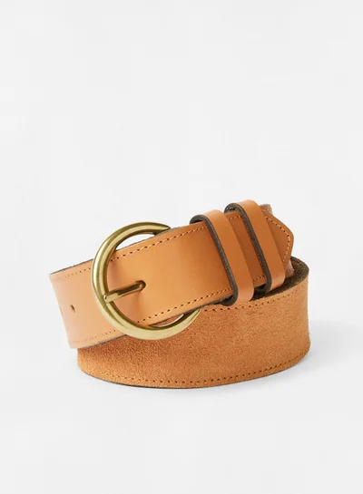 PIECES Suede Belt Brown