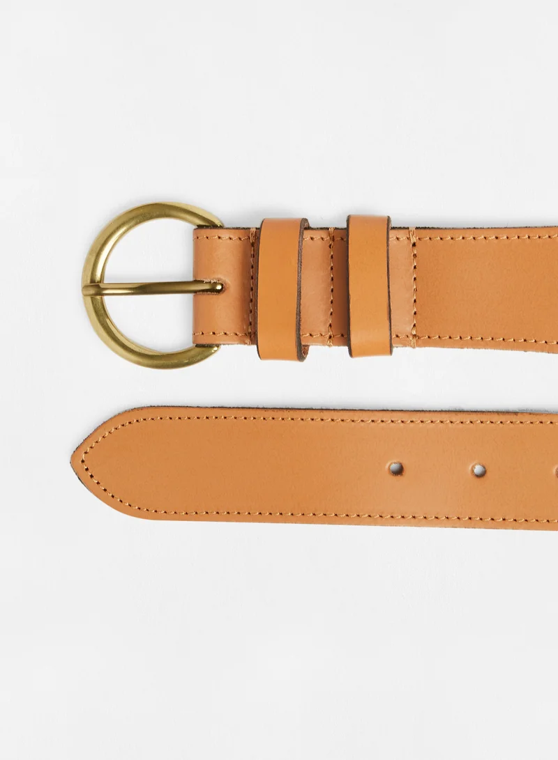 PIECES Suede Belt Brown