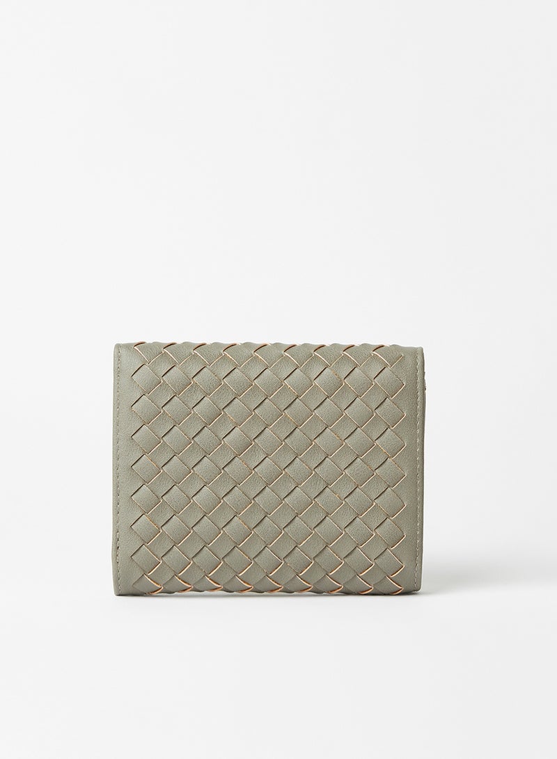 جوف محفظة ثلاثية الطي بملمس بارز رمادي - Image 2