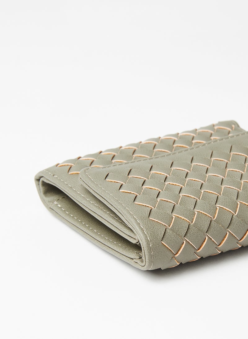 جوف محفظة ثلاثية الطي بملمس بارز رمادي - Image 3