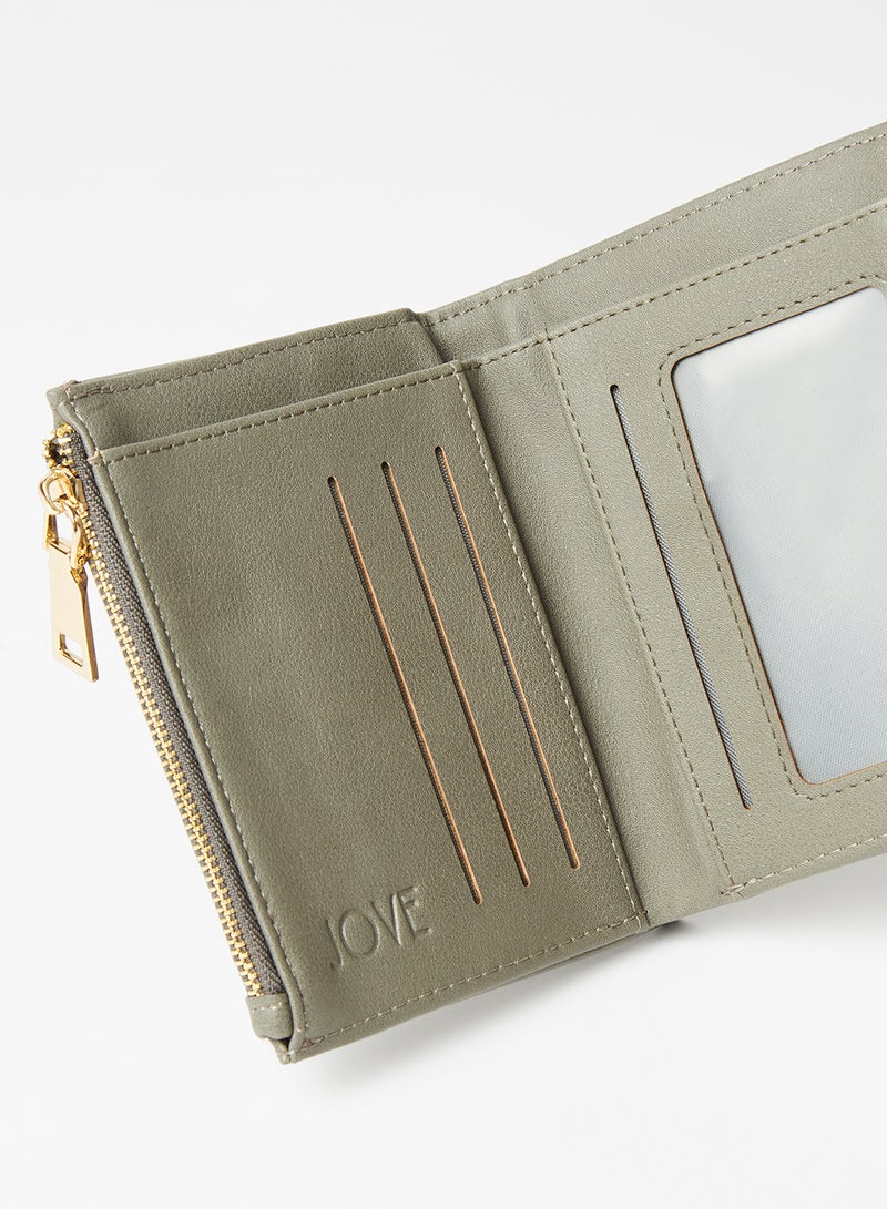 جوف محفظة ثلاثية الطي بملمس بارز رمادي - Image 4