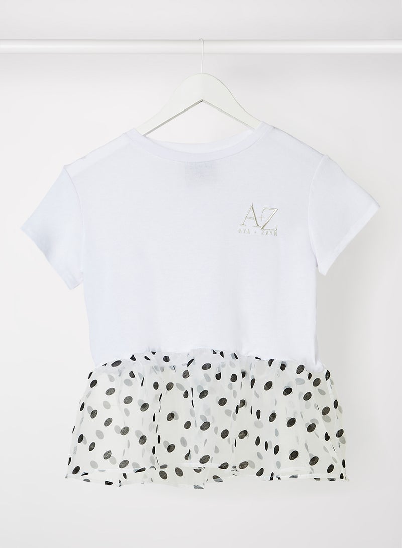 Sivvi x Aya+Zayn Kids/Teen Peplum Hem T-Shirt White  - Image 1