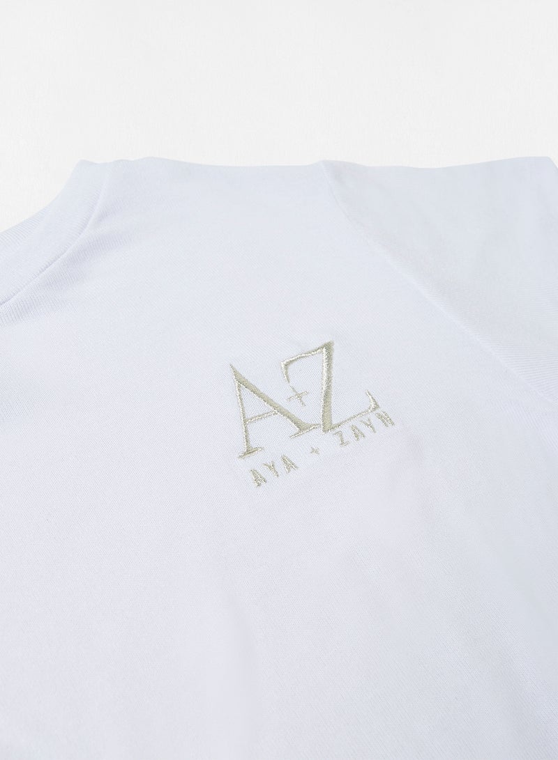 Sivvi x Aya+Zayn Kids/Teen Peplum Hem T-Shirt White  - Image 3