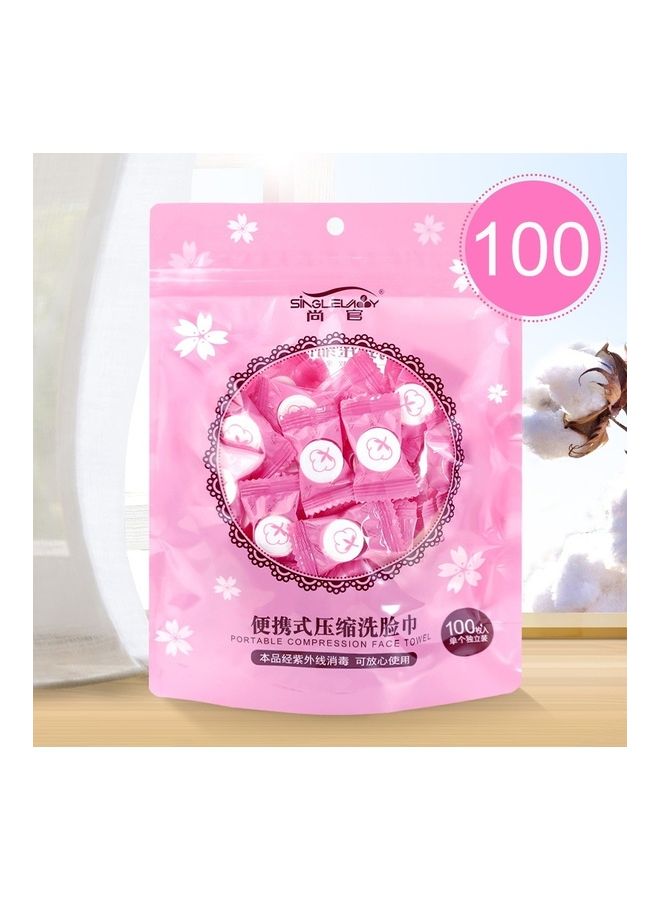 oem 100-Piece Portable Disposable Travel Cotton Towel Pink/White 22X20cm  - Image 1
