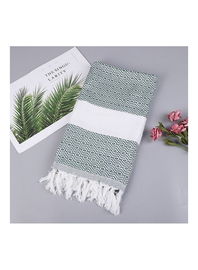 أو إي إم منشفة استحمام كبيرة من القطن الصافي أزرق/ أبيض 20X10X5سم