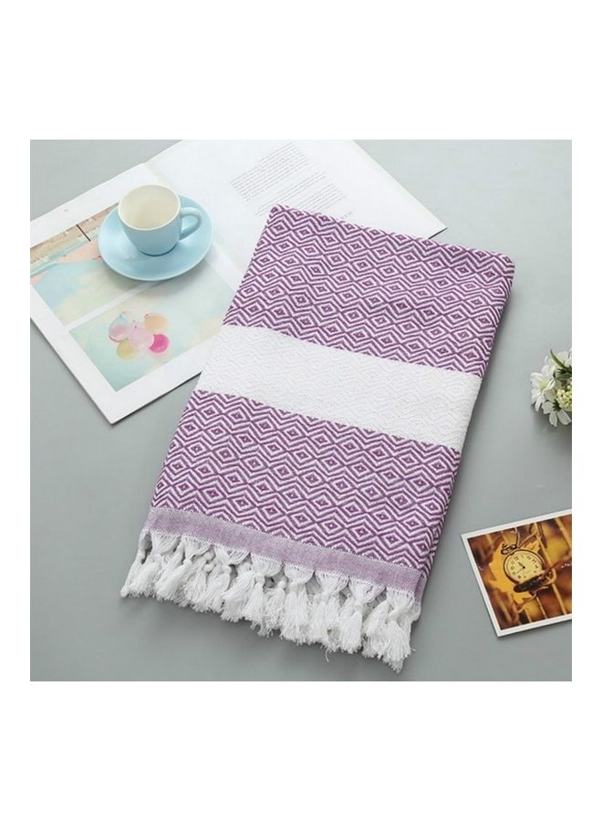 أو إي إم منشفة استحمام كبيرة من القطن الصافي بنفسجي/أبيض 20X10X5سم