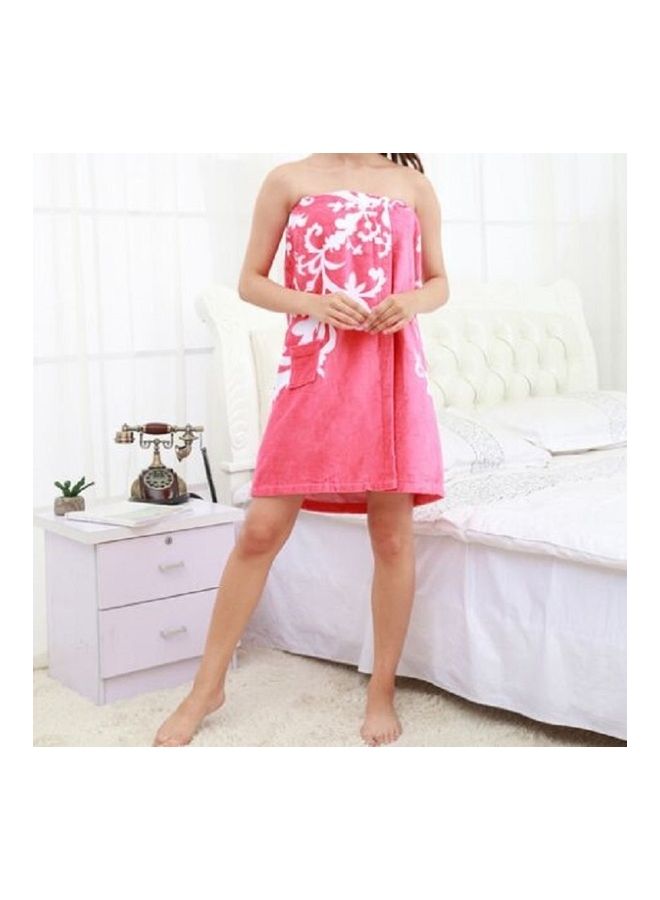 Large Pure Cotton Bath Towel Pink/White 20X20X5cm