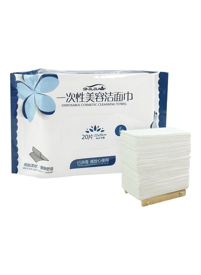 20-Piece Portable Multi-purpose Cotton Disposable Face Towel White 17.5X10.5X3.7cm