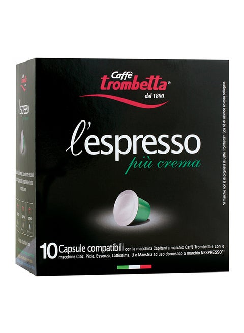 L'Espresso Piu Crema Capsules 10 Capsules Crema 5.5grams Pack of 10