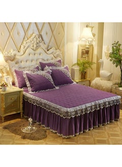oem 3-Piece Luxury Non-Slip Bedspreads with Pillow Case Combination Purple 150 x 200cm  - Image 1