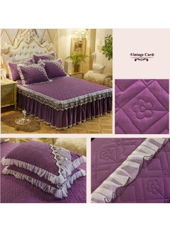 oem 3-Piece Luxury Non-Slip Bedspreads with Pillow Case Combination Purple 150 x 200cm  - Image 2