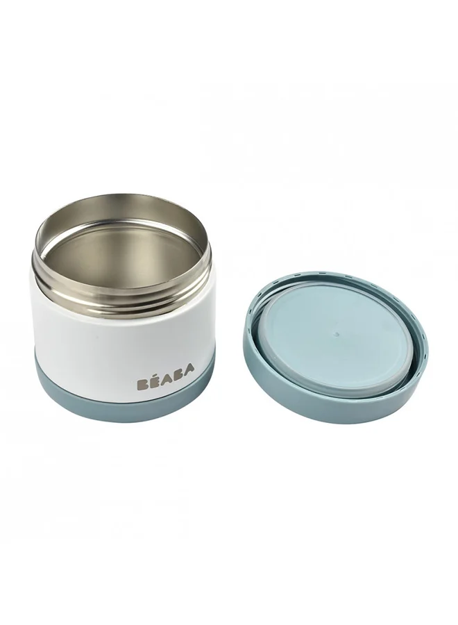 BEABA Thermal Meal Preservation Container For Baby And Children, 100% Airtight Stainless Steel Keeps Food Hot Or Cold For More Than 5 Hours, Double Layered 500 Ml - Blue, White