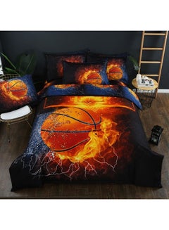 oem 3D Printed Basketball Fire Design Bed Mat Set combination Multicolour 210x210cm 