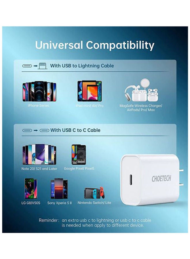 تشوتيك - شاحن USB-C PD بقدرة 20 وات أبيض - Image 1