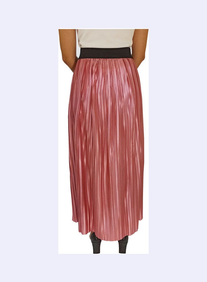 Fabienne - Elastic Waist Pleated Detail Maxi Skirt Pink - Image 1