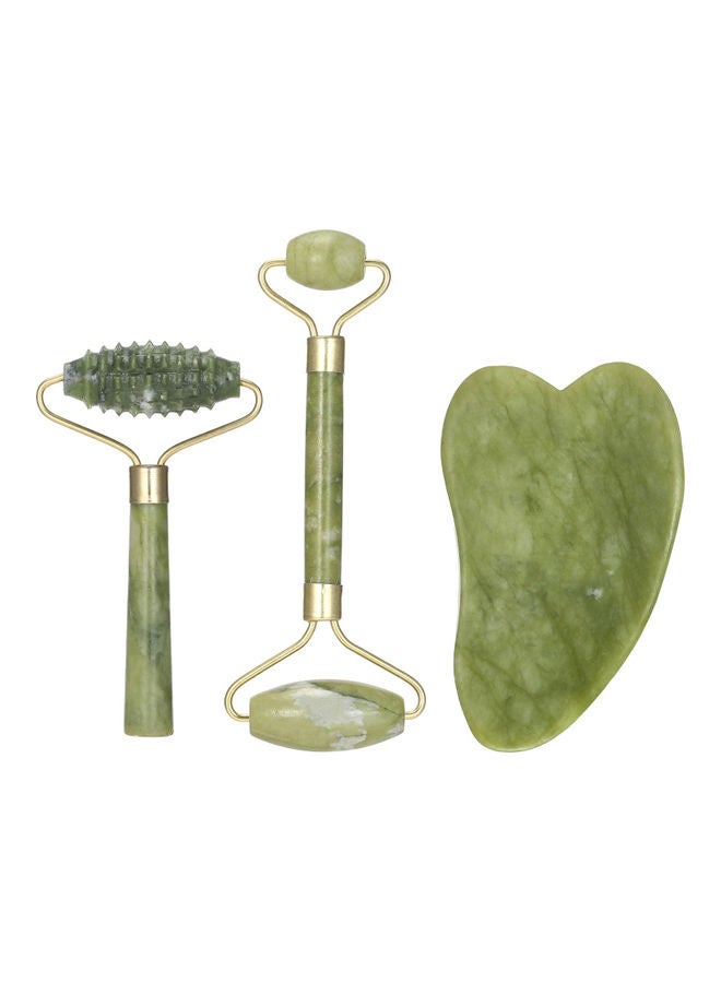 Generic 3-Piece Jade Face Masseger Roller Set Green  - Image 1
