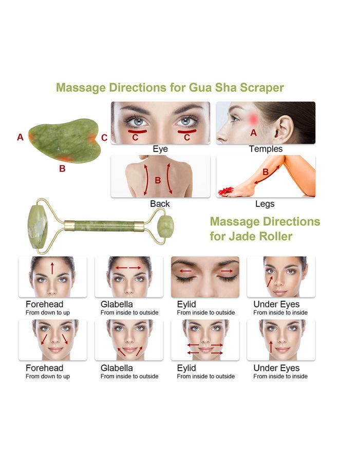 Generic 3-Piece Jade Face Masseger Roller Set Green  - Image 3