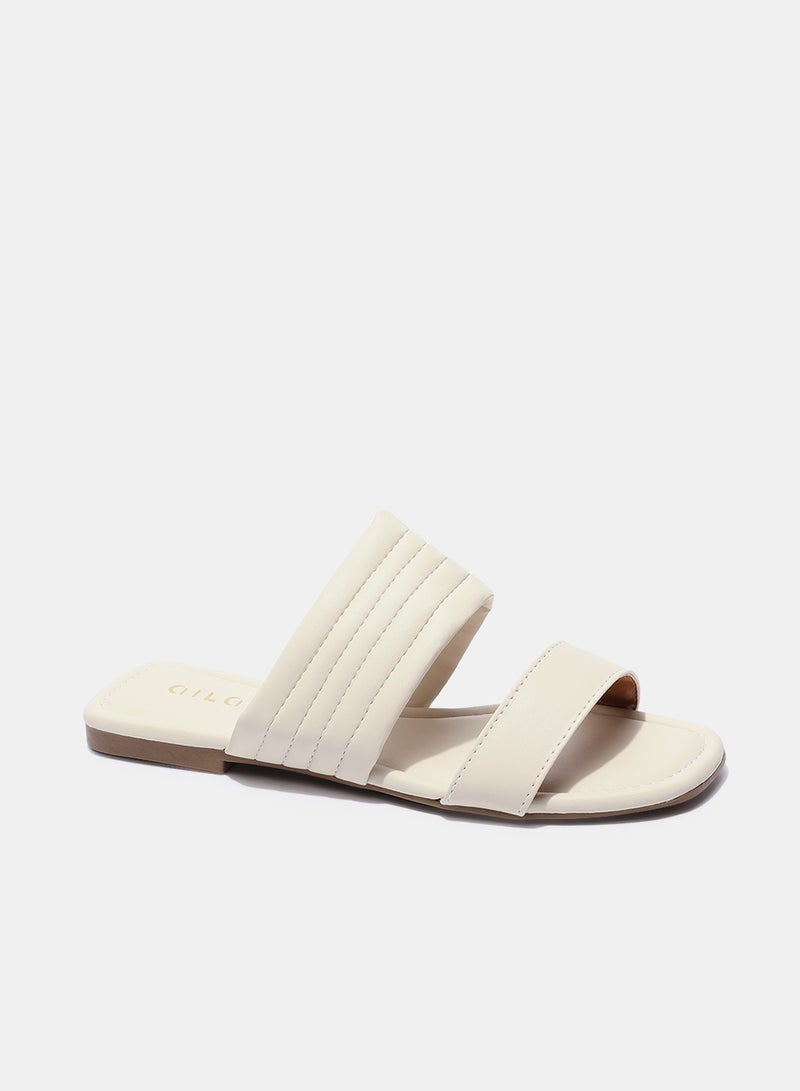 Casual Plain Flat Sandals White - v1627816130/N46213323V_1