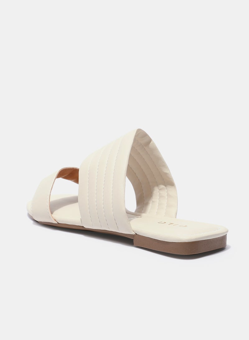 Casual Plain Flat Sandals White - v1627816130/N46213323V_3