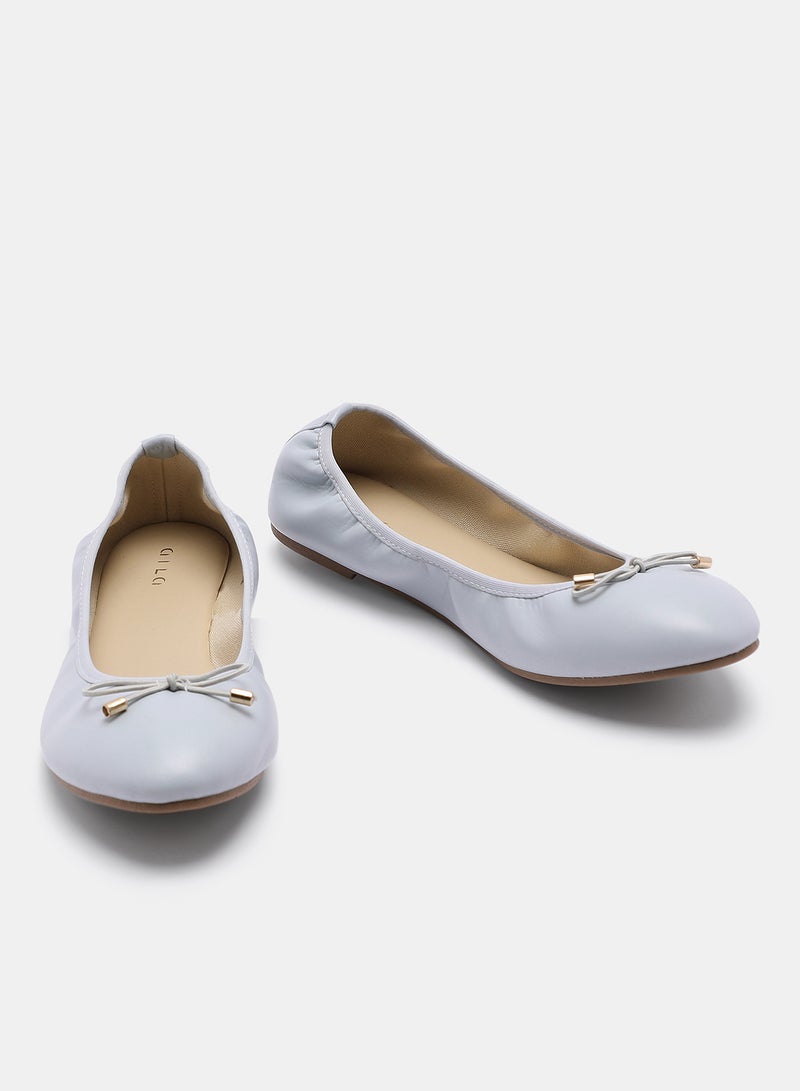 Aila - Bow Detailed Slip On Ballerina Light Blue - Image 1