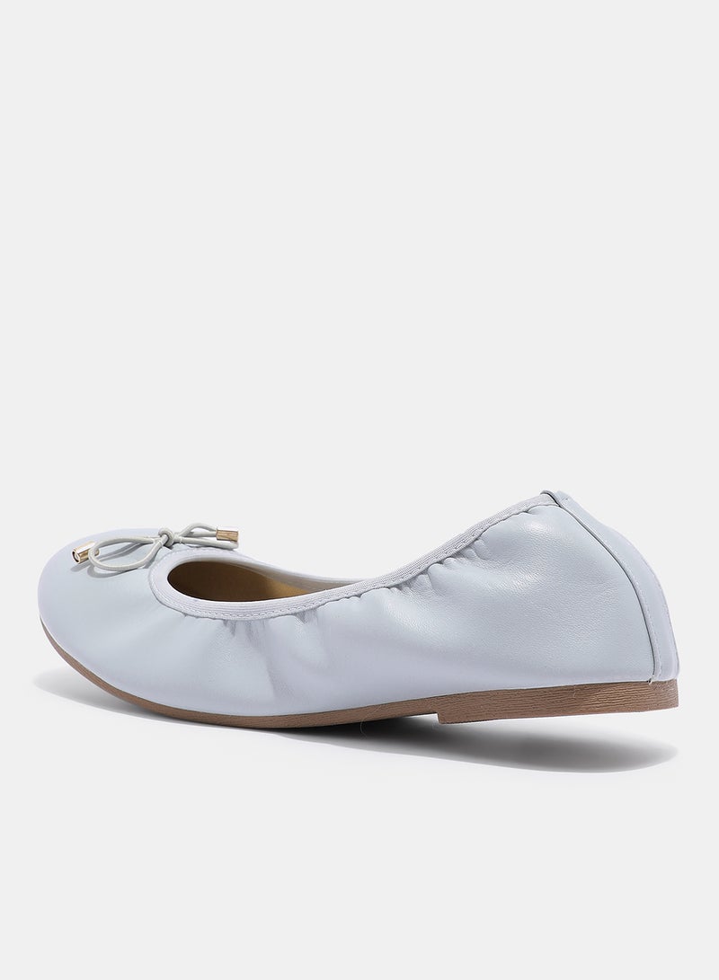 Aila - Bow Detailed Slip On Ballerina Light Blue - Image 1