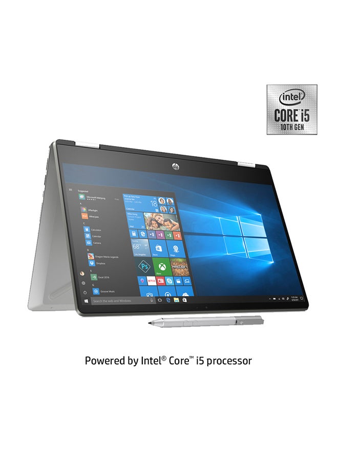 HP - Pavilion X360 14-dh1026ne (2020) Convertible 2 In 1 Laptop With 14-Inch Display, Core i5 10110U Processor/8GB RAM/512GB SSD/2 VGA Nvidia GeForce MX Series Graphics With English/Arabic Keyboard English/Arabic Silver - Image 1
