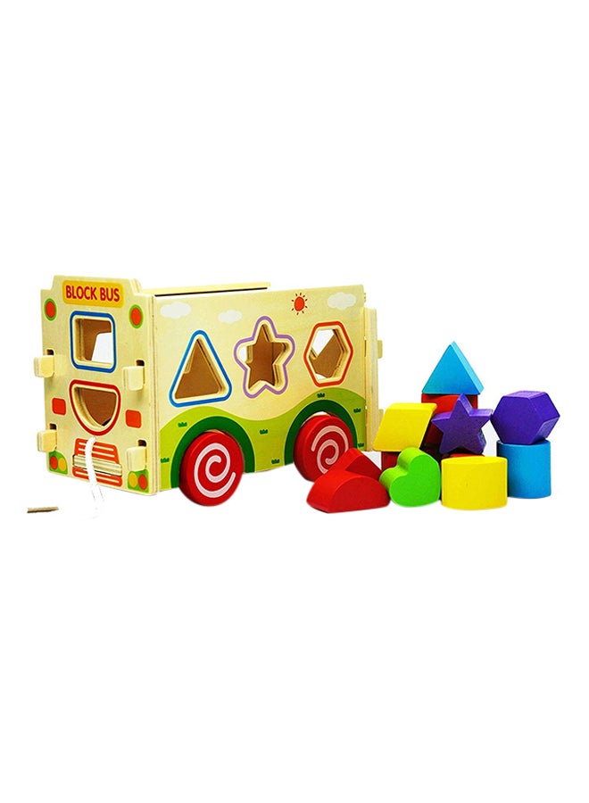 Gamenote Wooden Colorful Shape Sorter Bus With Tangram Classic 3D Push Pull Truck Toy Play Set For Kids  - Image 2