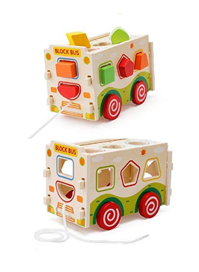 Gamenote Wooden Colorful Shape Sorter Bus With Tangram Classic 3D Push Pull Truck Toy Play Set For Kids  - Image 3