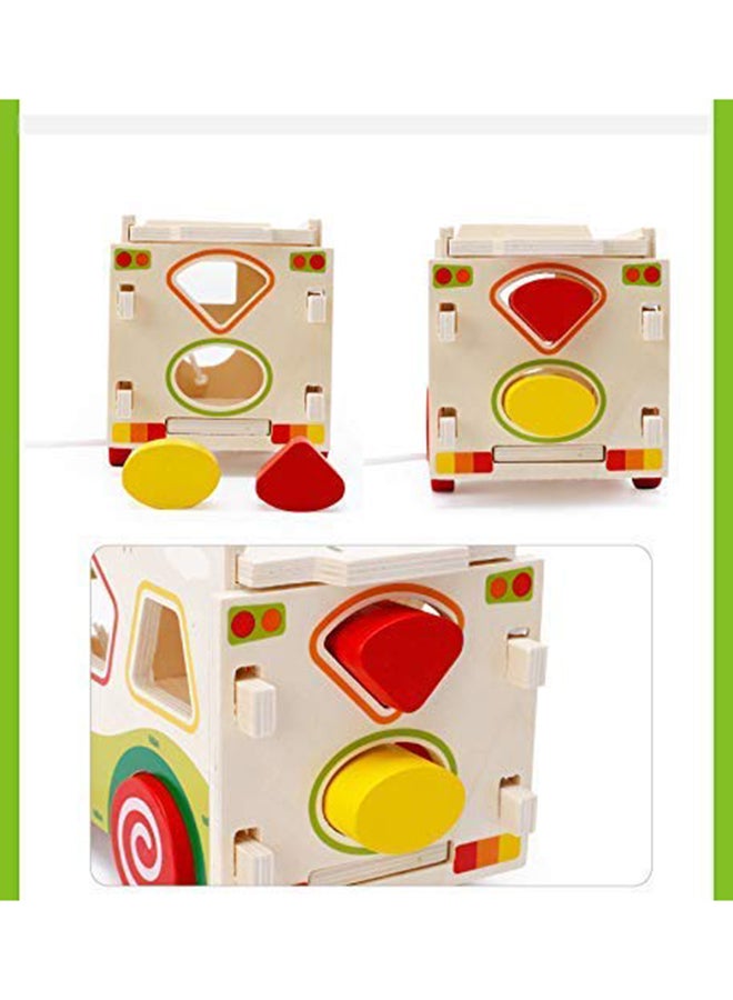 Gamenote Wooden Colorful Shape Sorter Bus With Tangram Classic 3D Push Pull Truck Toy Play Set For Kids  - Image 5