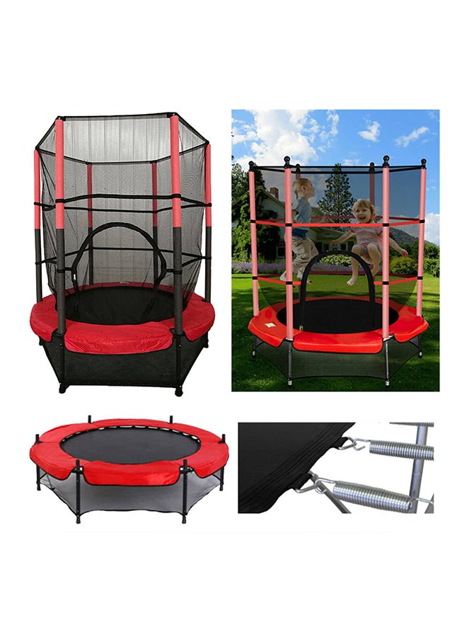 AGD - Super Bounceable Round Trampoline With Safety Enclosure Net For Safe And Secure Fun Time 140x160cm - Image 1