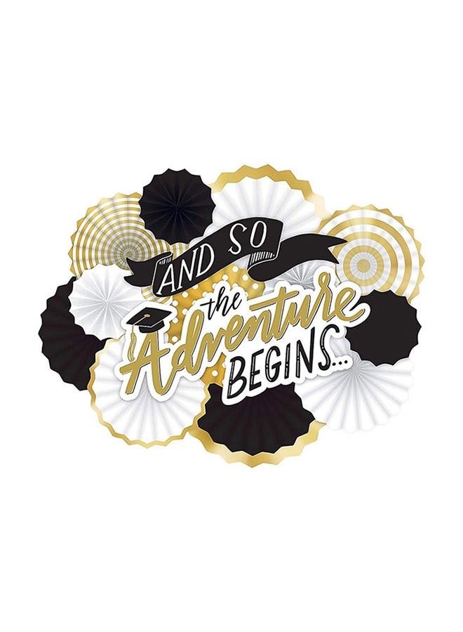 أمسكان طقم خلفية تصوير للزينة بمناسبة التخرج على شكل مراوح فاخرة بلون ذهبي - Image 1