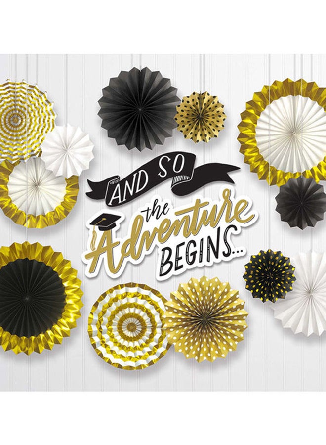 أمسكان طقم خلفية تصوير للزينة بمناسبة التخرج على شكل مراوح فاخرة بلون ذهبي - Image 2