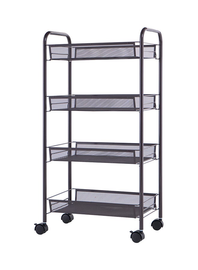 4-Tier Mesh Wire Rolling Cart Black 45x26x84cm - Image 1