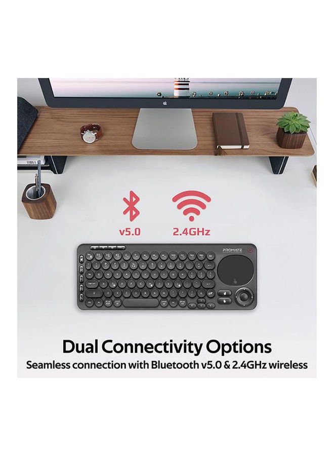 PROMATE - Dual Mode Portable Wireless Multimedia Keyboard with Touchpad Black - Image 1