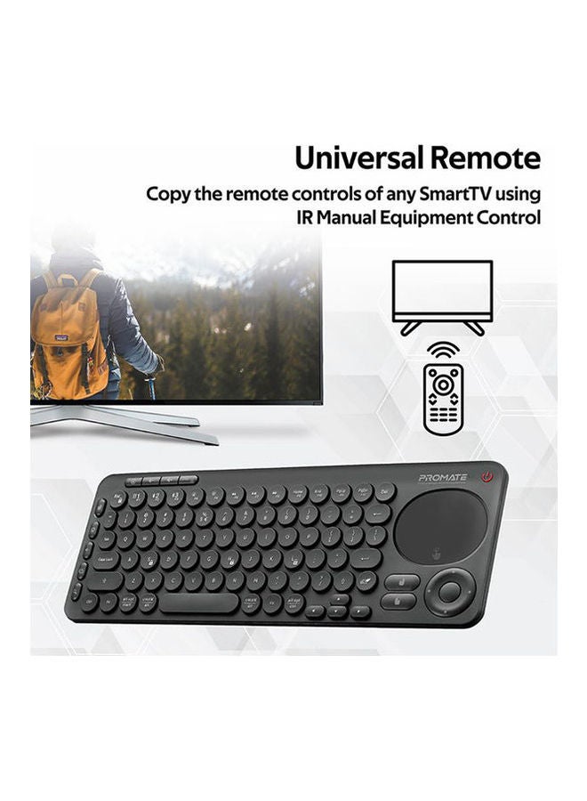 PROMATE - Dual Mode Portable Wireless Multimedia Keyboard with Touchpad Black - Image 1