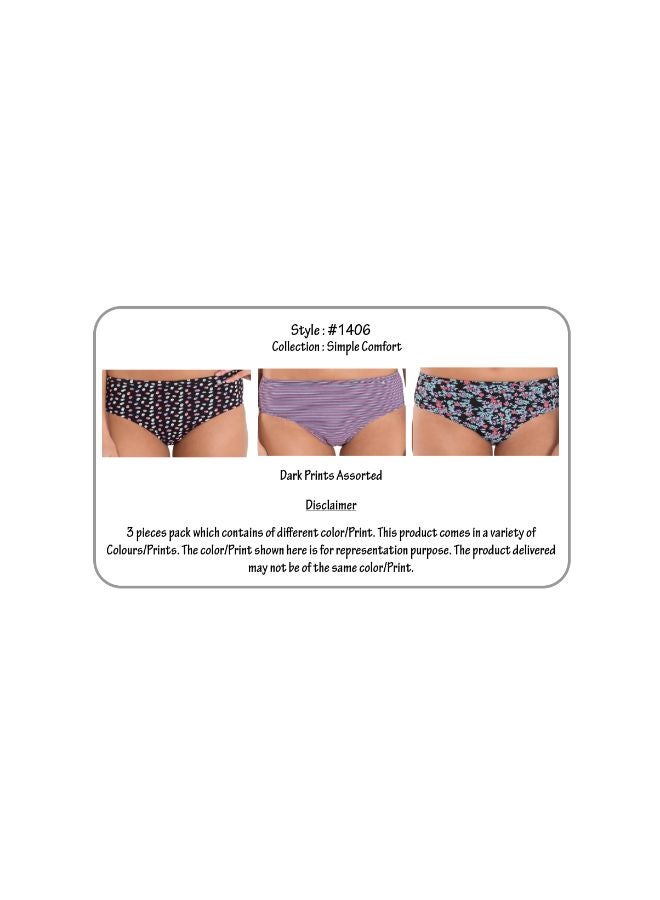 JOCKEY - 3 Pack Of Simple Comfort Hipster Plain Dark Print Assorted - Image 1